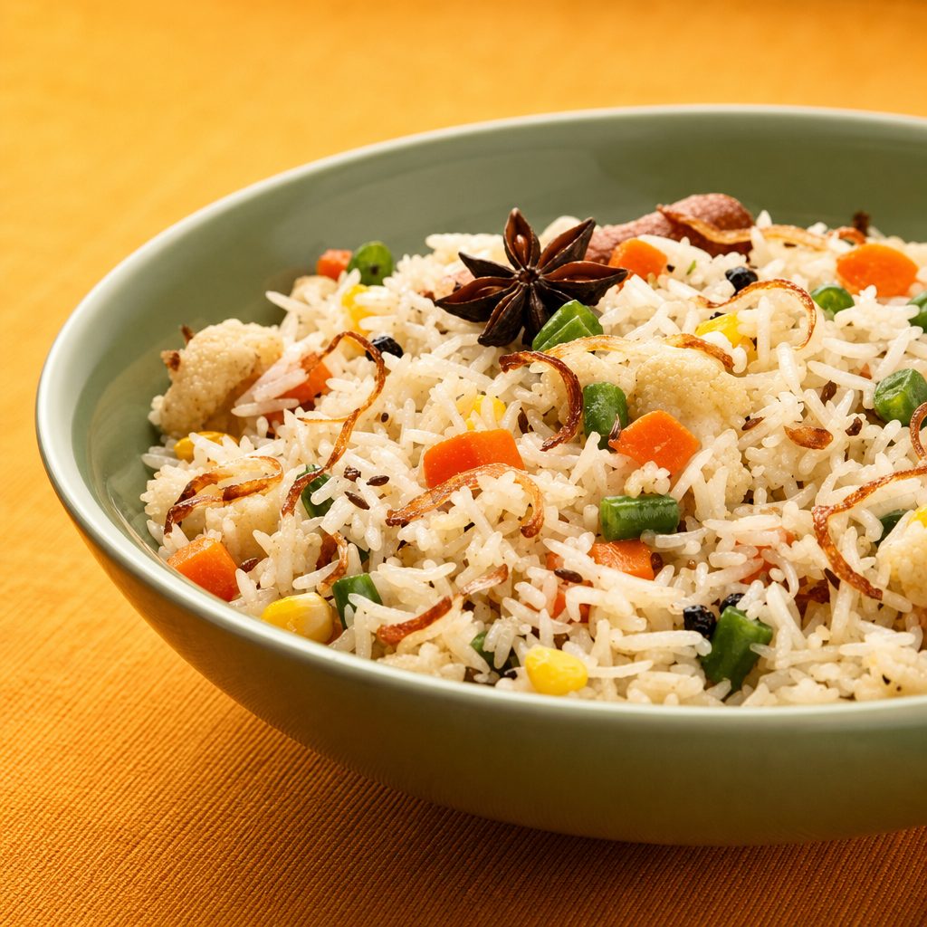 Vegetable Dum Biryani.
