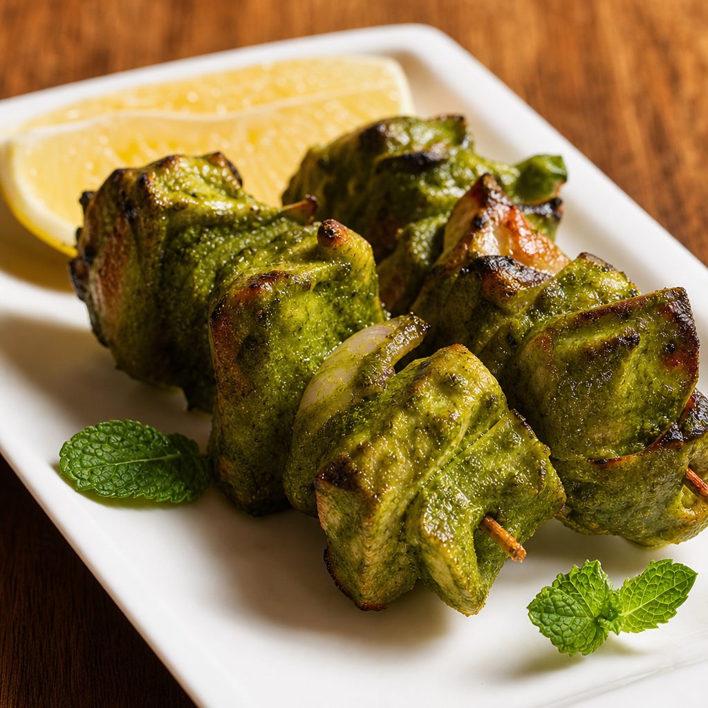 Hariyali Paneer Tikka.